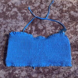 XXL Bikini Top Blue Smocked swimsuit top